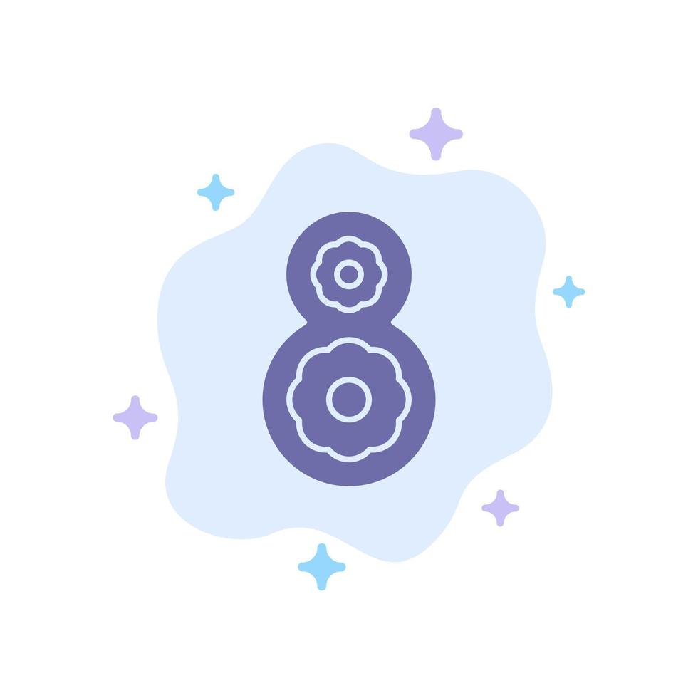 Eight 8th 8 Flower Blue Icon on Abstract Cloud Background vector
