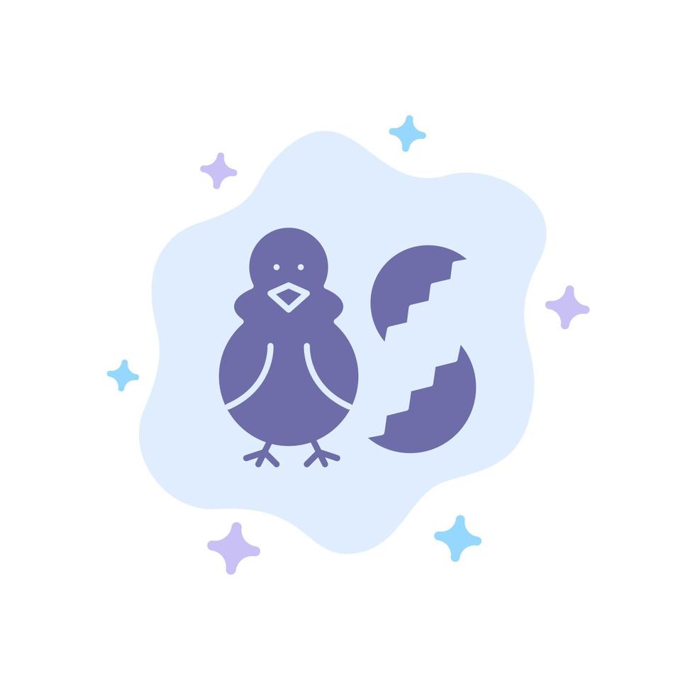 huevo pollo pascua bebé feliz icono azul sobre fondo de nube abstracta vector