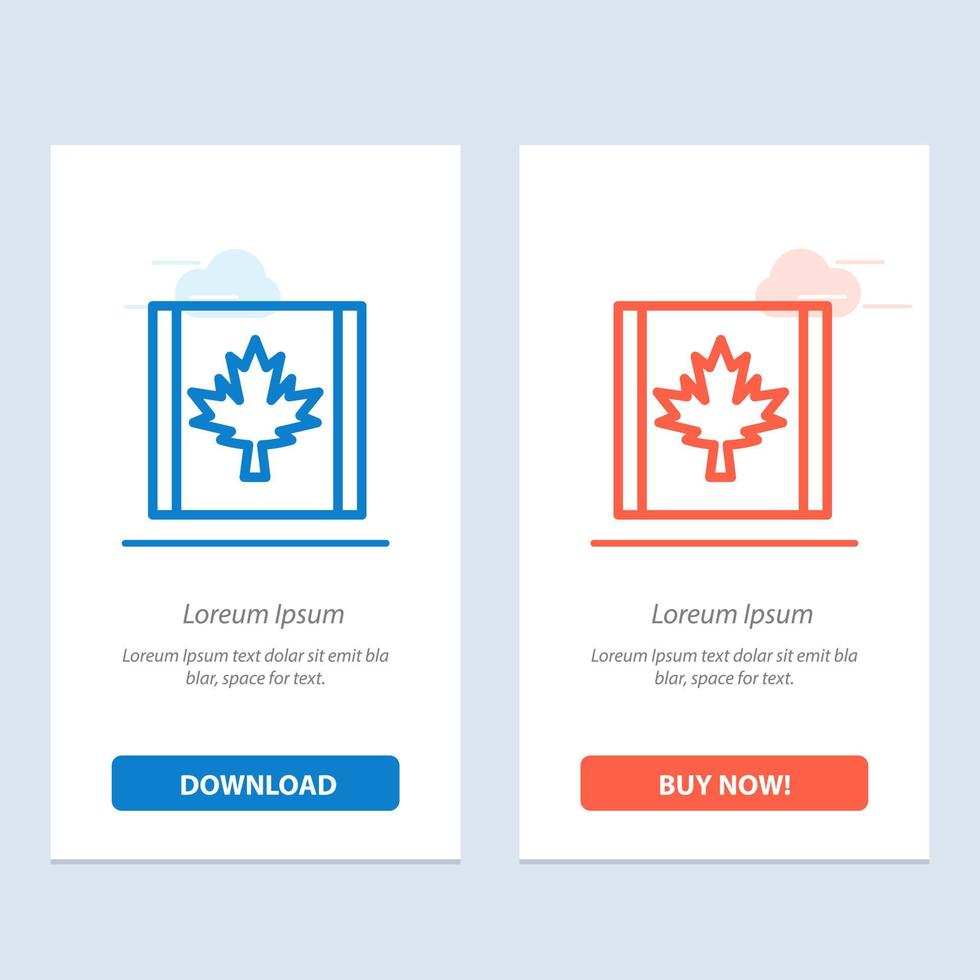 bandera de canadá hoja azul y roja descargar y comprar ahora plantilla de tarjeta de widget web vector