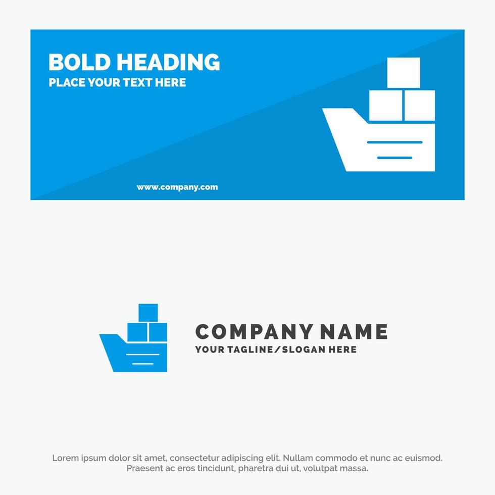 Box Good Logistic Transportation Ship SOlid Icon Website Banner and Business Logo Template vector