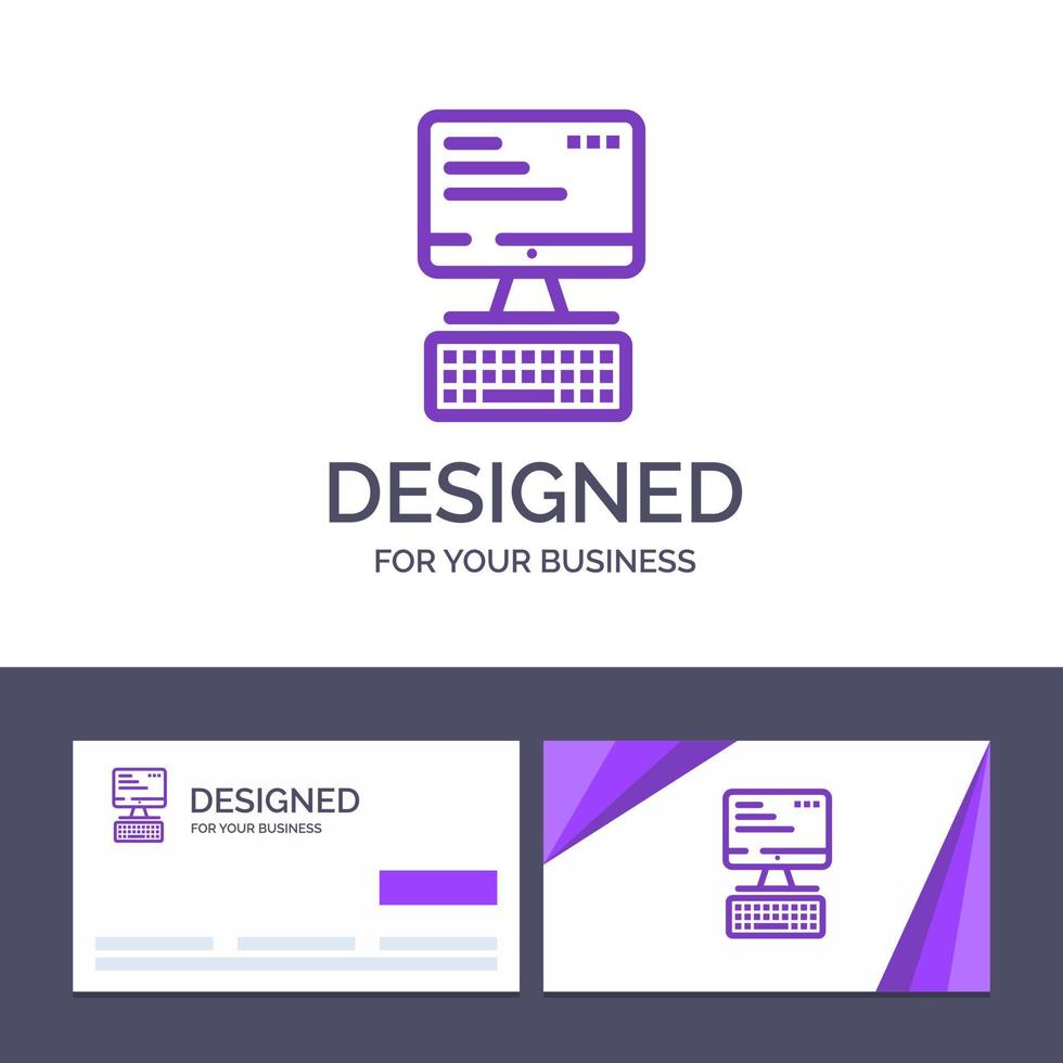 Creative Business Card and Logo template Computer Keyboard Monitor Computing Vector Illustration