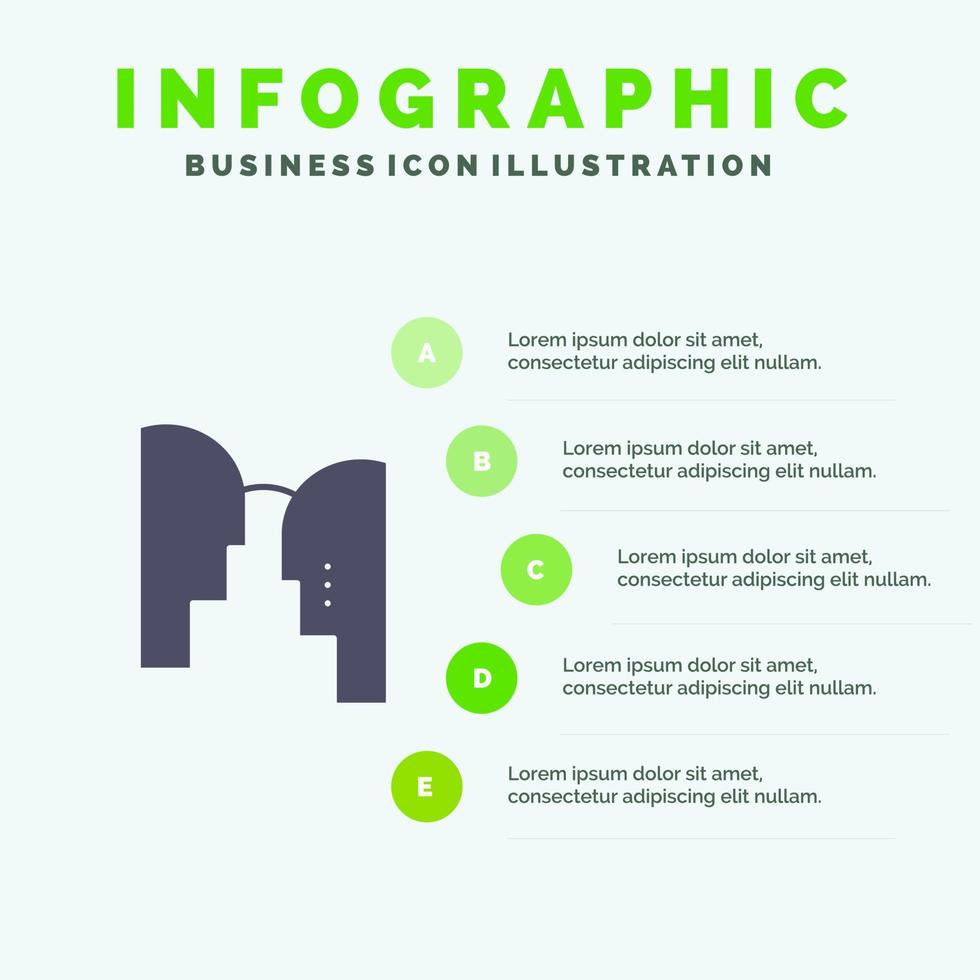 Brain Head Mind Transfer Solid Icon Infographics 5 Steps Presentation Background vector