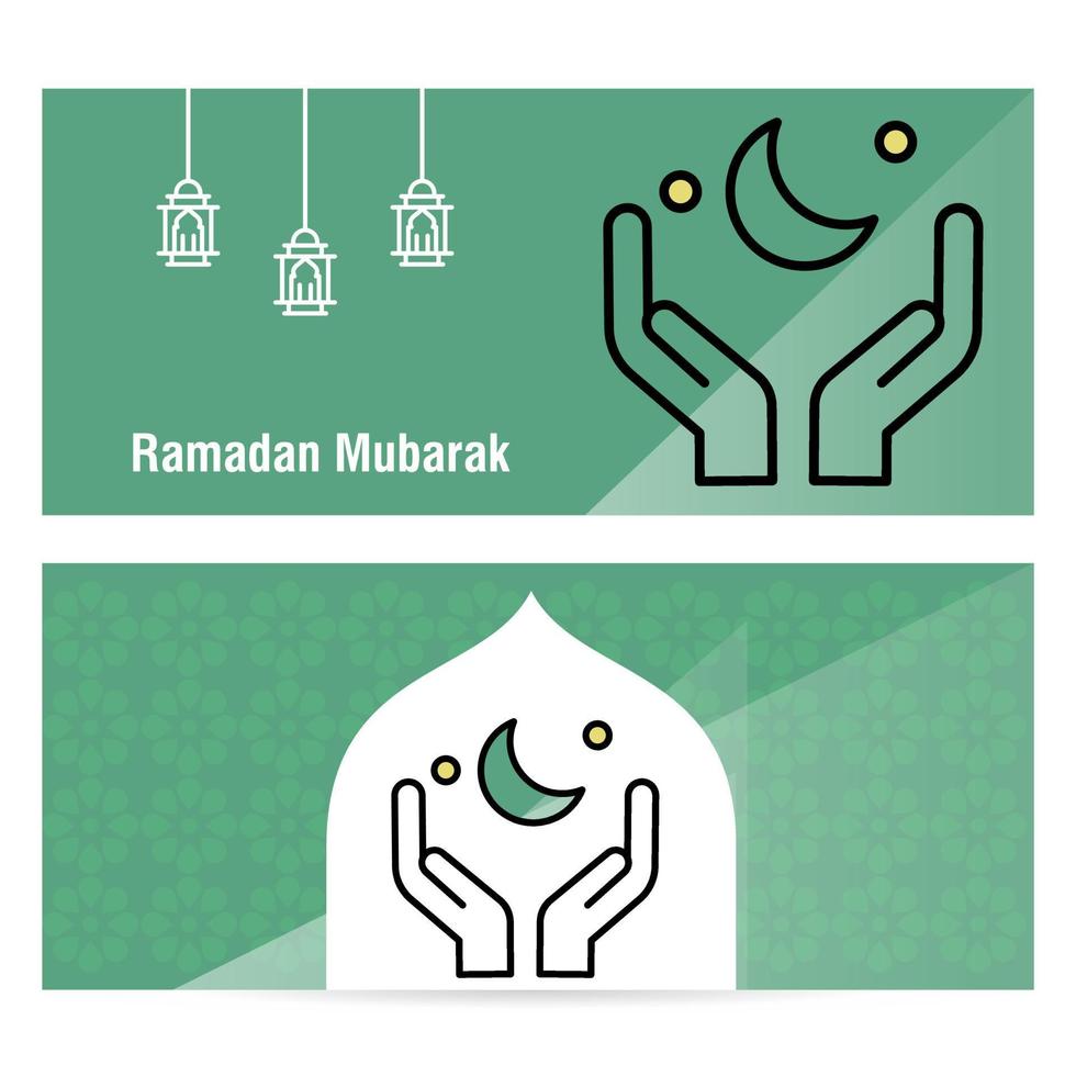 Ramadan Kareem concept banner with islamic  patterns vector