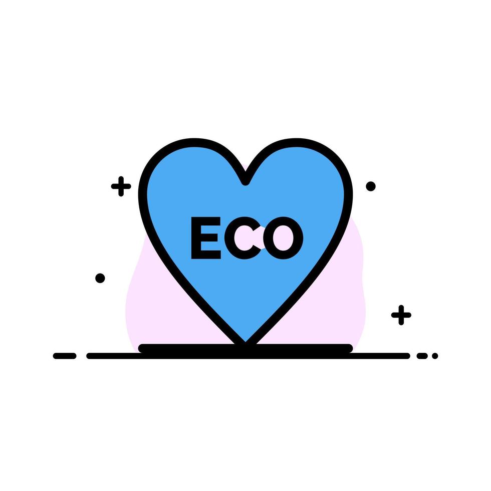 eco corazón amor medio ambiente negocio línea plana lleno icono vector banner plantilla