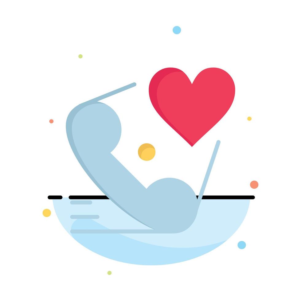 Telephone Call Heart Love Valentine Abstract Flat Color Icon Template vector