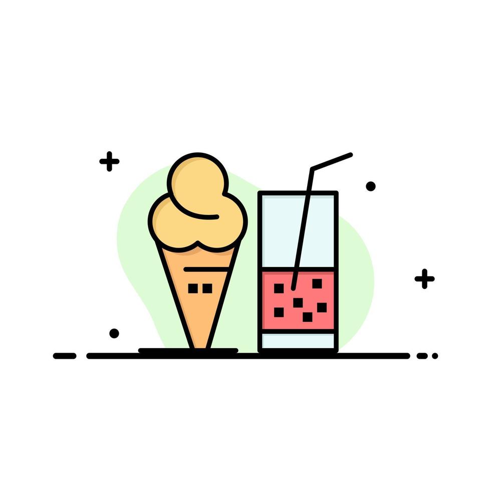 beber helado verano jugo negocio línea plana icono lleno vector banner plantilla