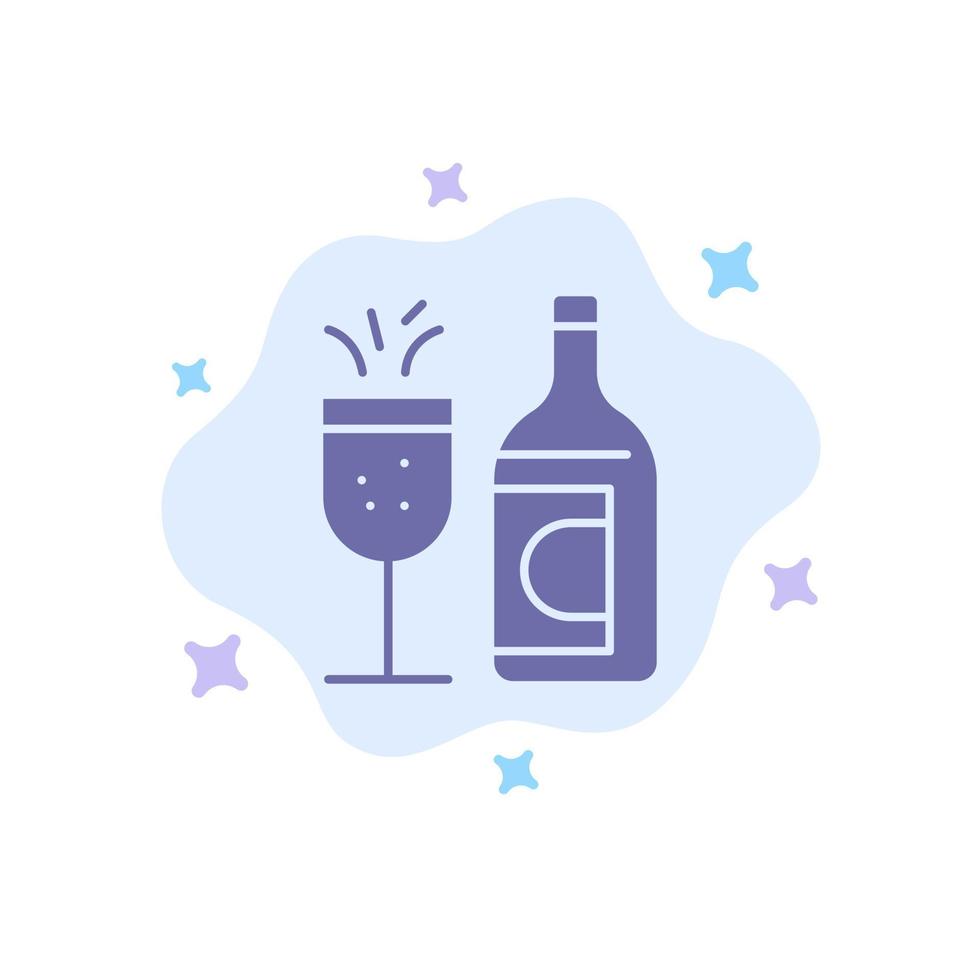 Glass Bottle Easter Drink Blue Icon on Abstract Cloud Background vector