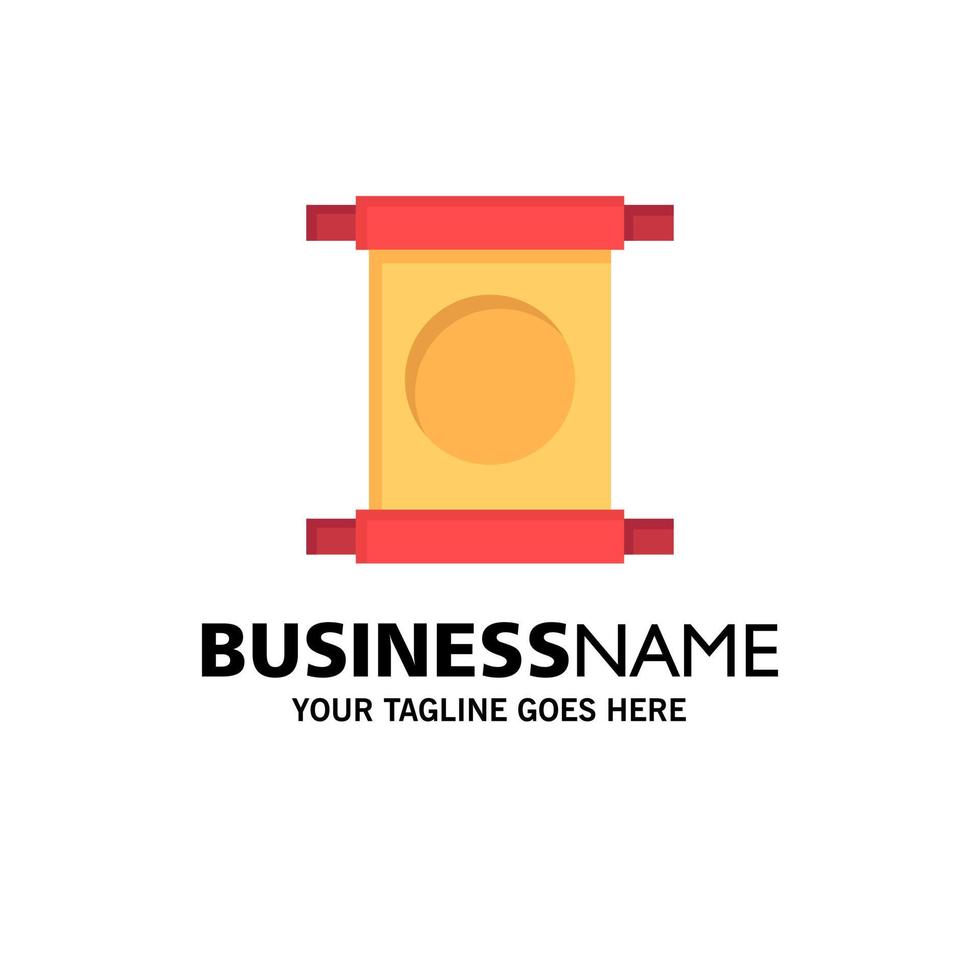 Scroll Letter China Chinese Business Logo Template Flat Color vector