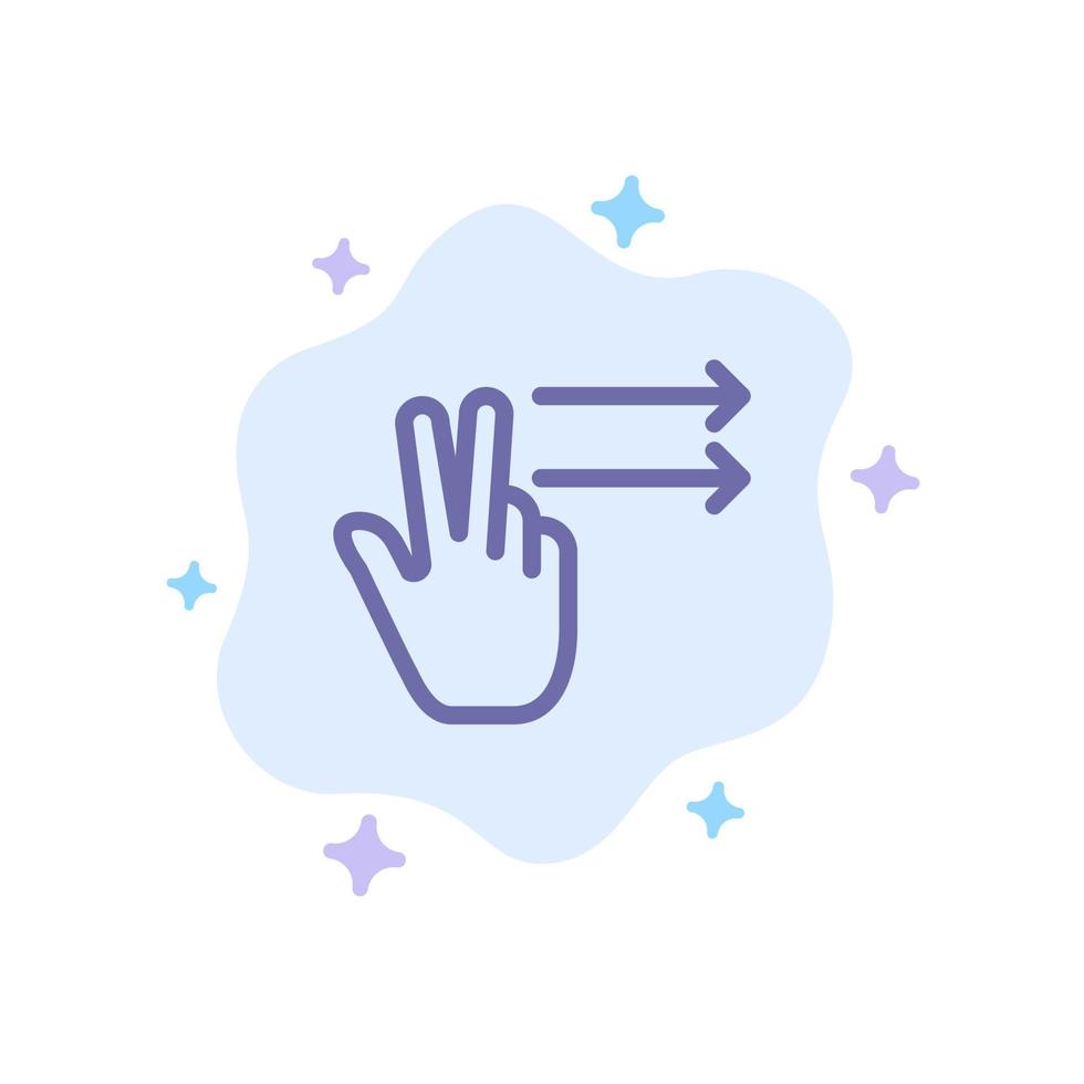 Fingers Gesture Right Blue Icon on Abstract Cloud Background vector