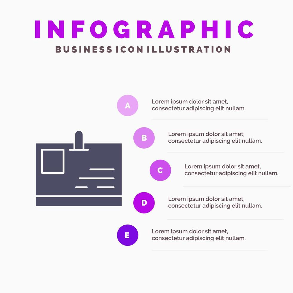 Card ID Card Identity Pass Solid Icon Infographics 5 Steps Presentation Background vector