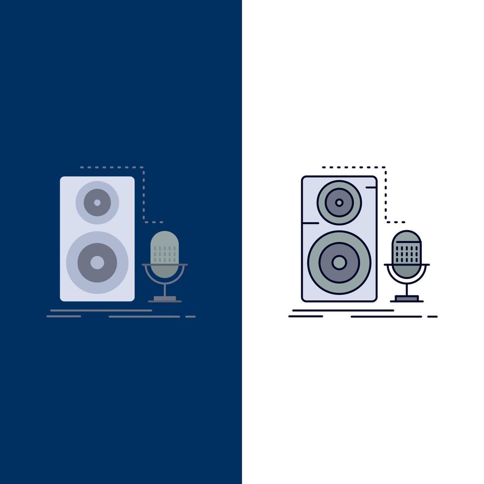 Live mic microphone record sound Flat Color Icon Vector