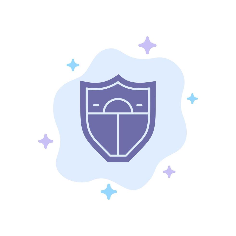 Shield Security Motivation Blue Icon on Abstract Cloud Background vector