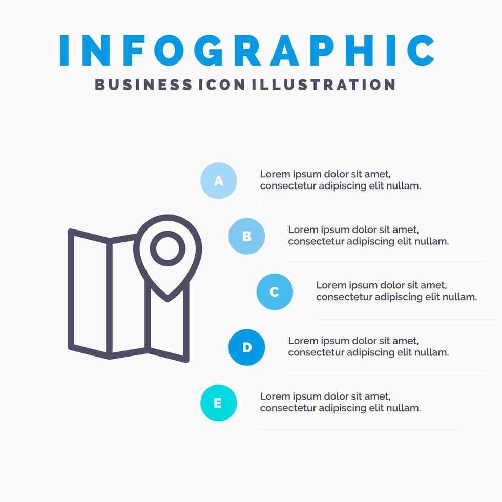 Location Map Marker Pin Line icon with 5 steps presentation infographics Background vector