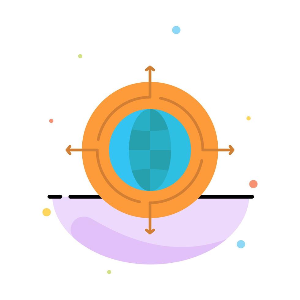 Globe Focus Target Connected Abstract Flat Color Icon Template vector