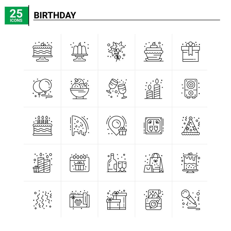 25 cumpleaños conjunto de iconos de fondo vectorial vector