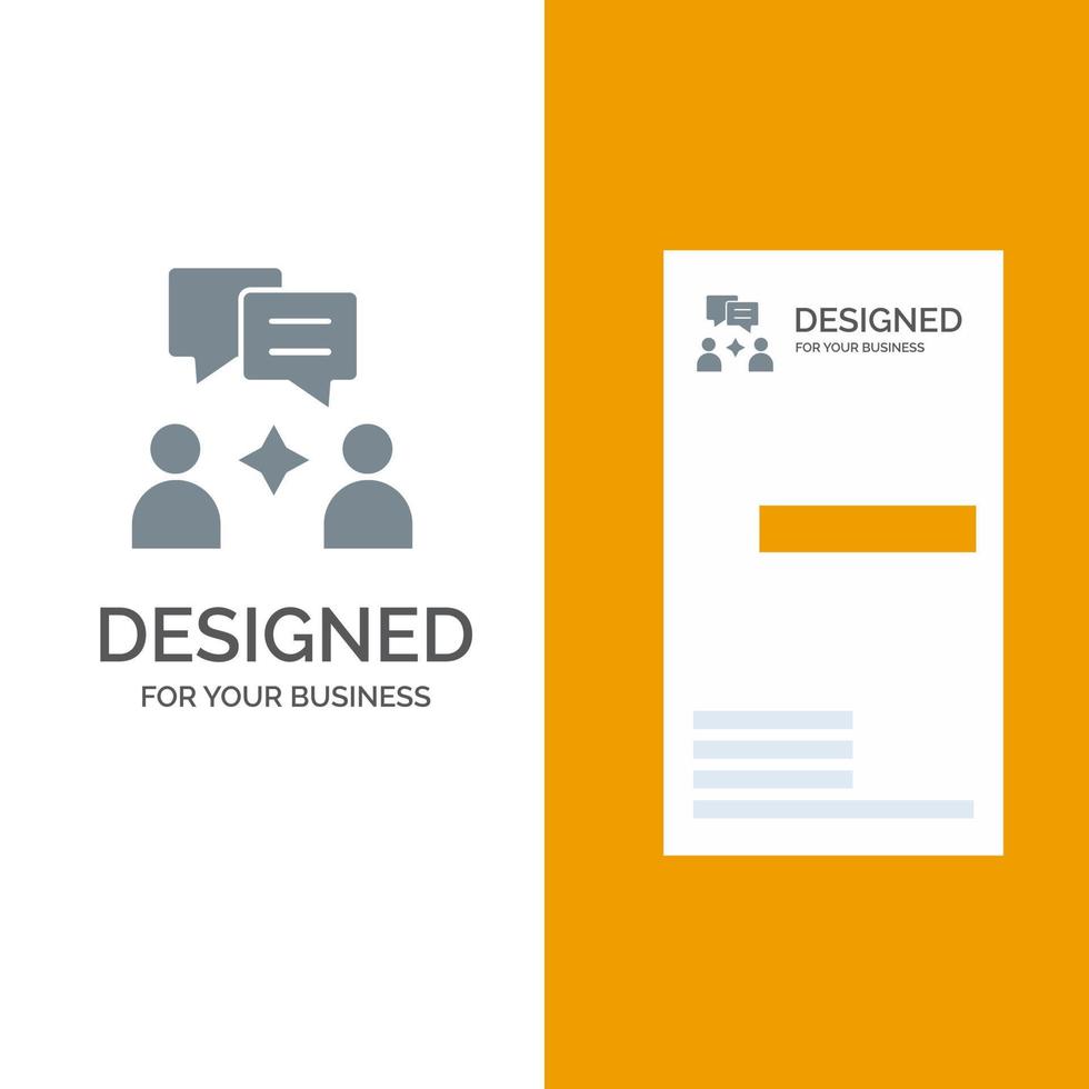 Man Group Chatting Grey Logo Design and Business Card Template vector
