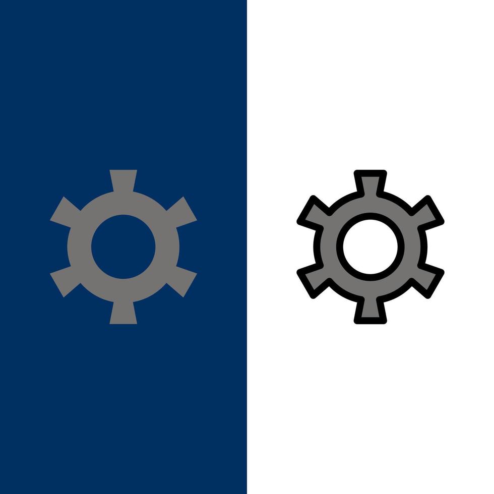 Cog Gear Setting  Icons Flat and Line Filled Icon Set Vector Blue Background