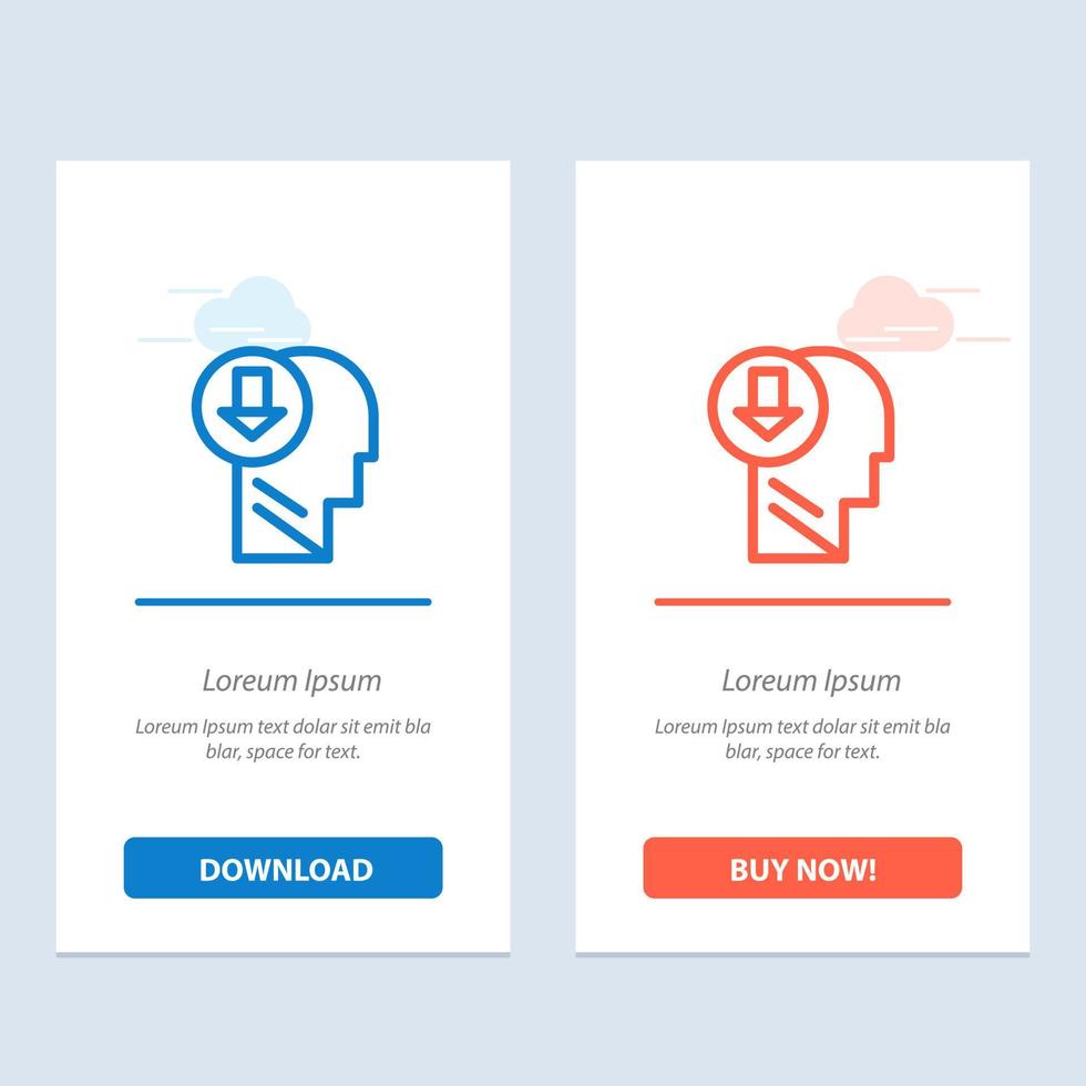 Arrow Head Human Knowledge Down  Blue and Red Download and Buy Now web Widget Card Template vector