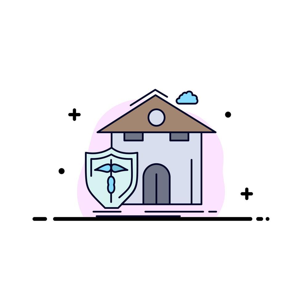 seguro hogar casa protección contra accidentes color plano icono vector