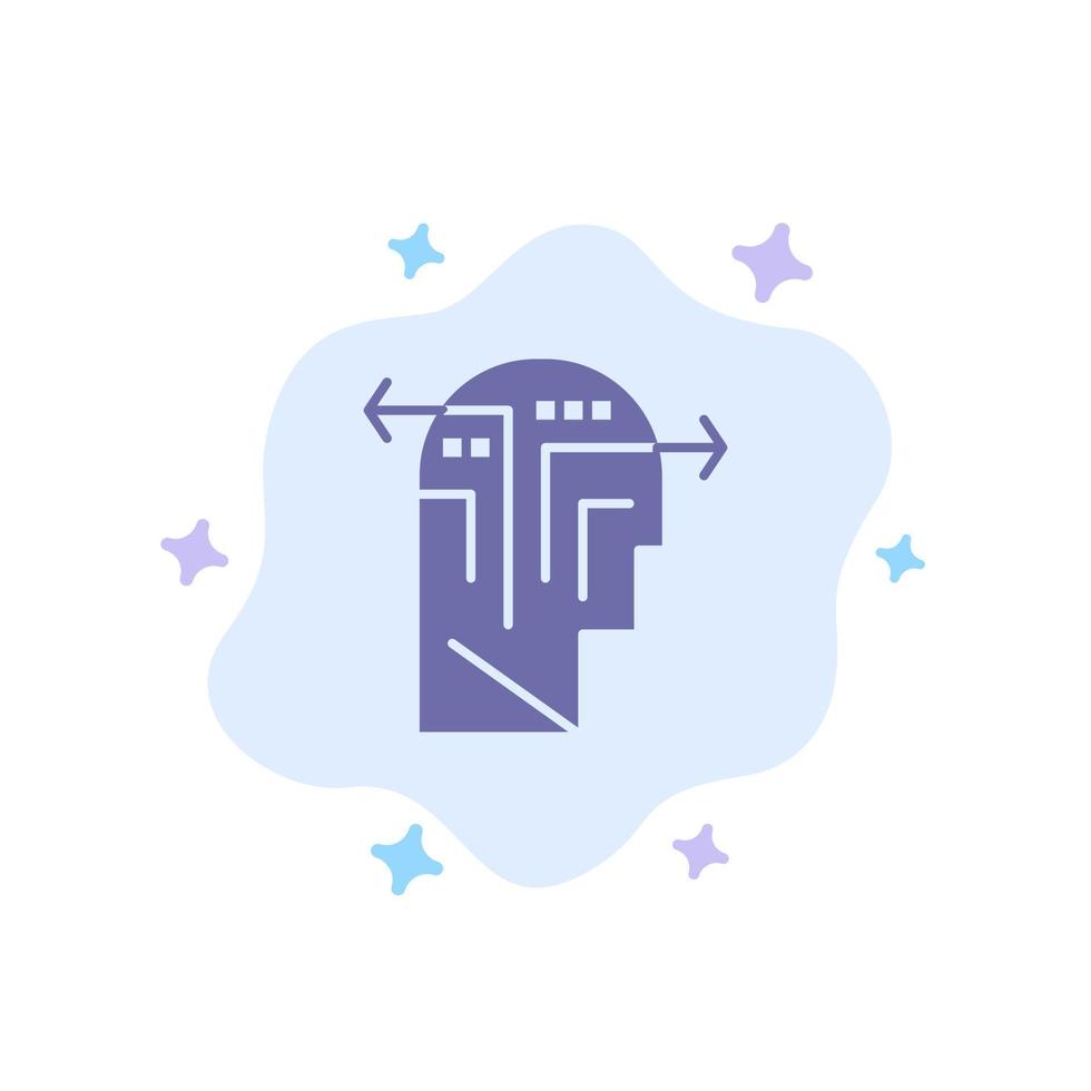 Strategy Thinking Mind Head Blue Icon on Abstract Cloud Background vector