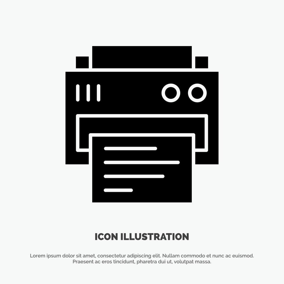 Printer Print Printing Education Solid Black Glyph Icon vector