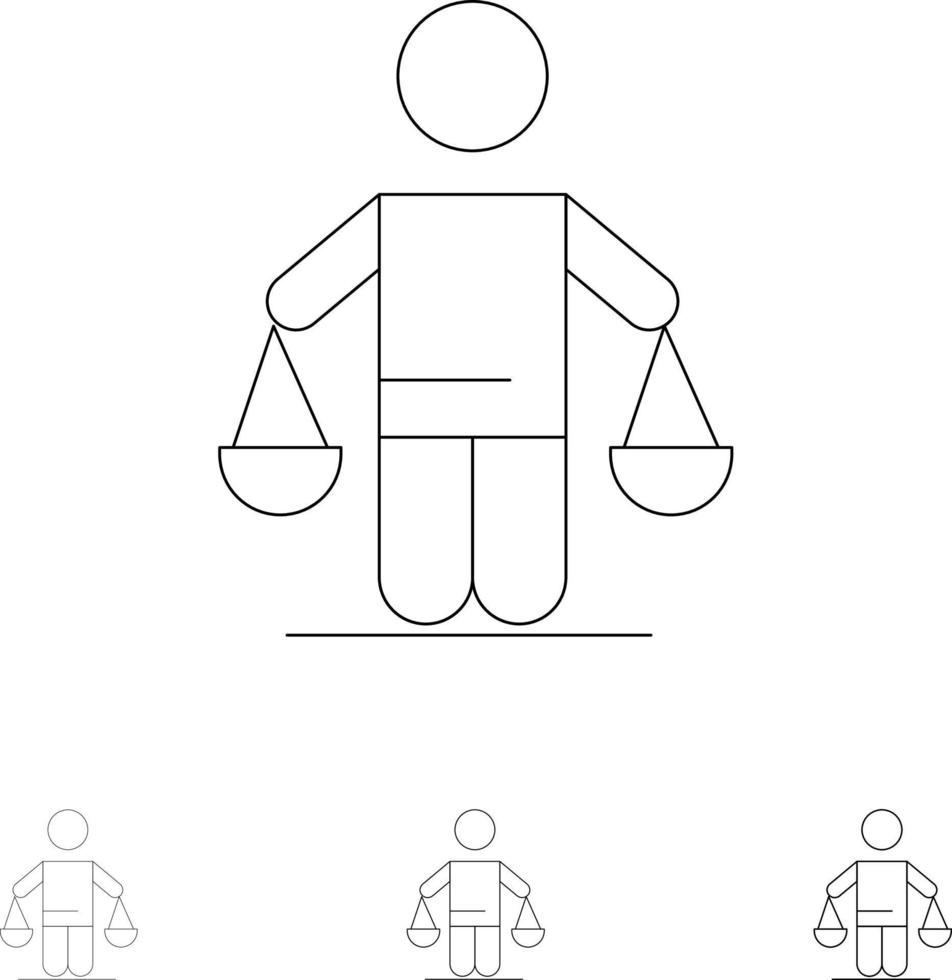 Patent Conclusion Court Judgment Law Bold and thin black line icon set vector