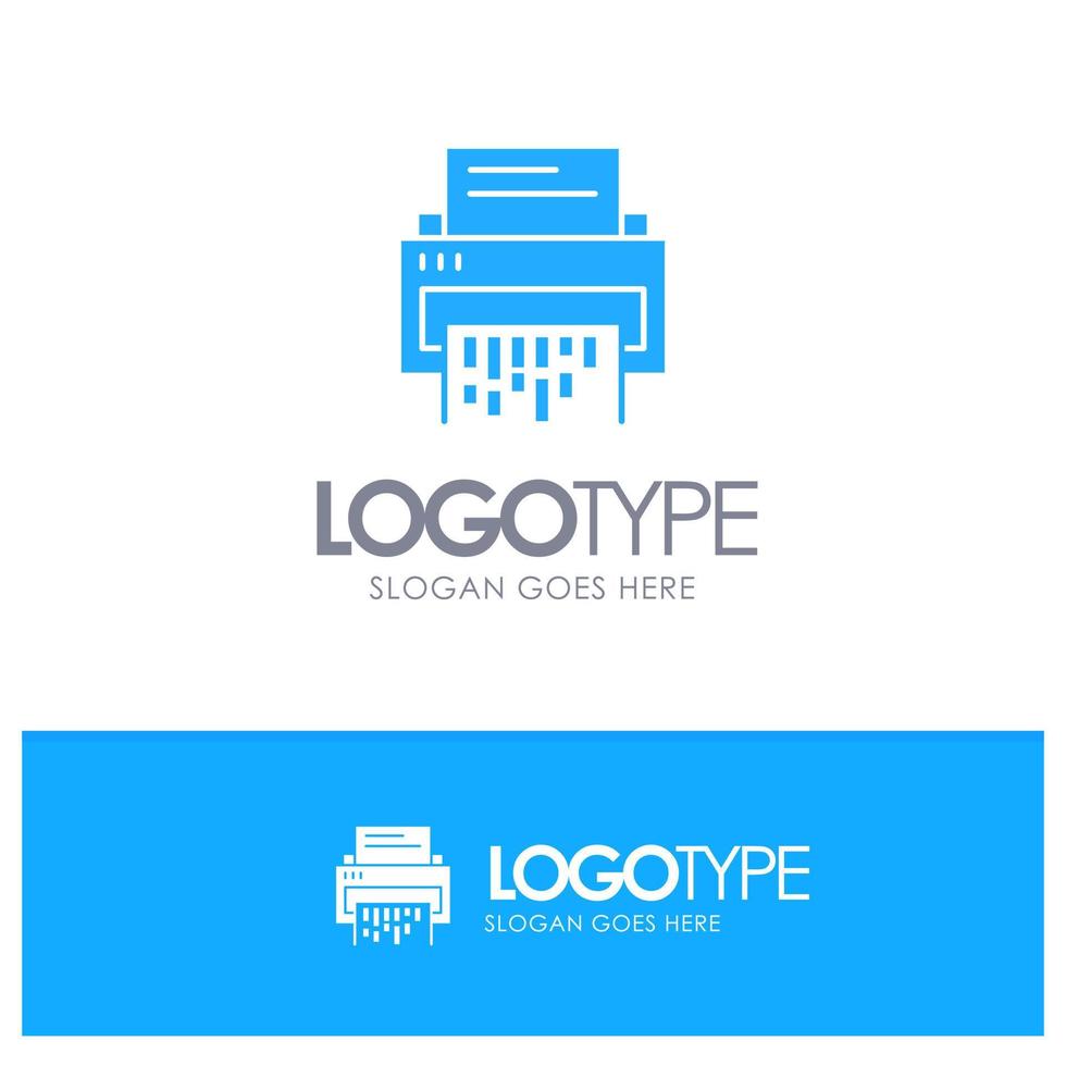 Confidential Data Delete Document File Information Shredder Blue Solid Logo with place for tagline vector