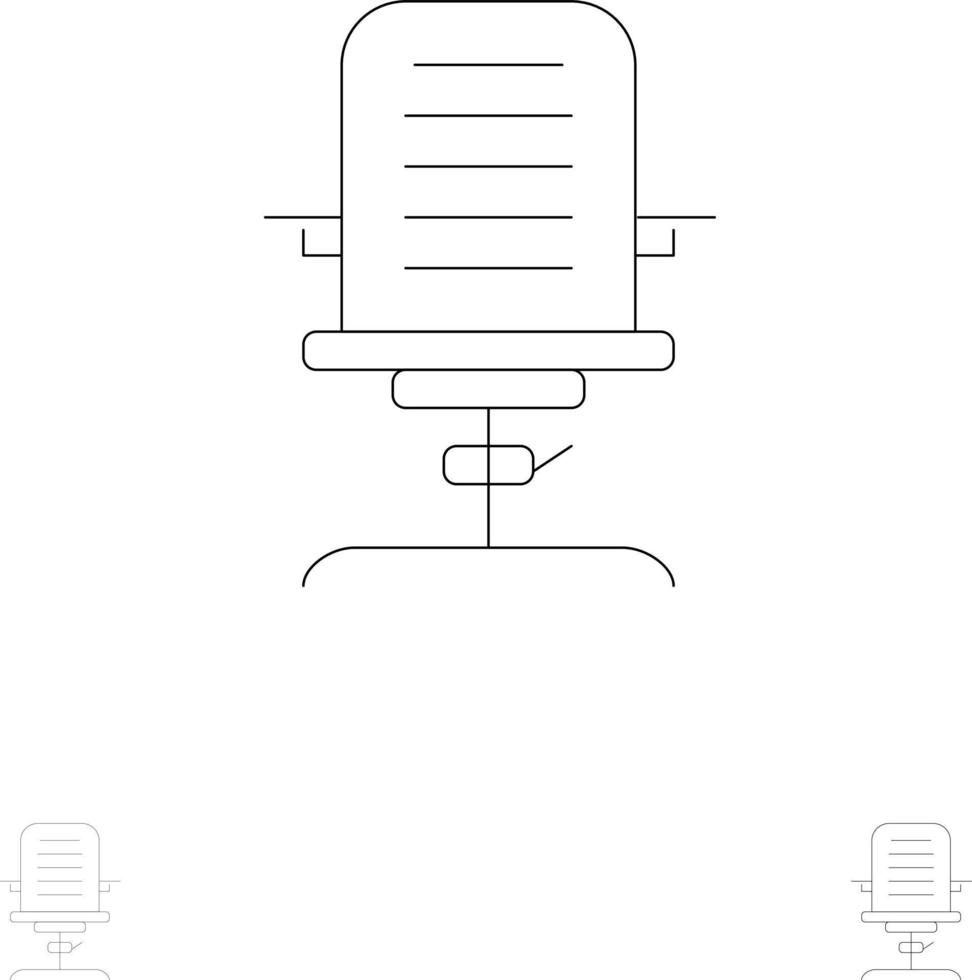 Armchair Arm Business Chair Furniture Office Bold and thin black line icon set vector