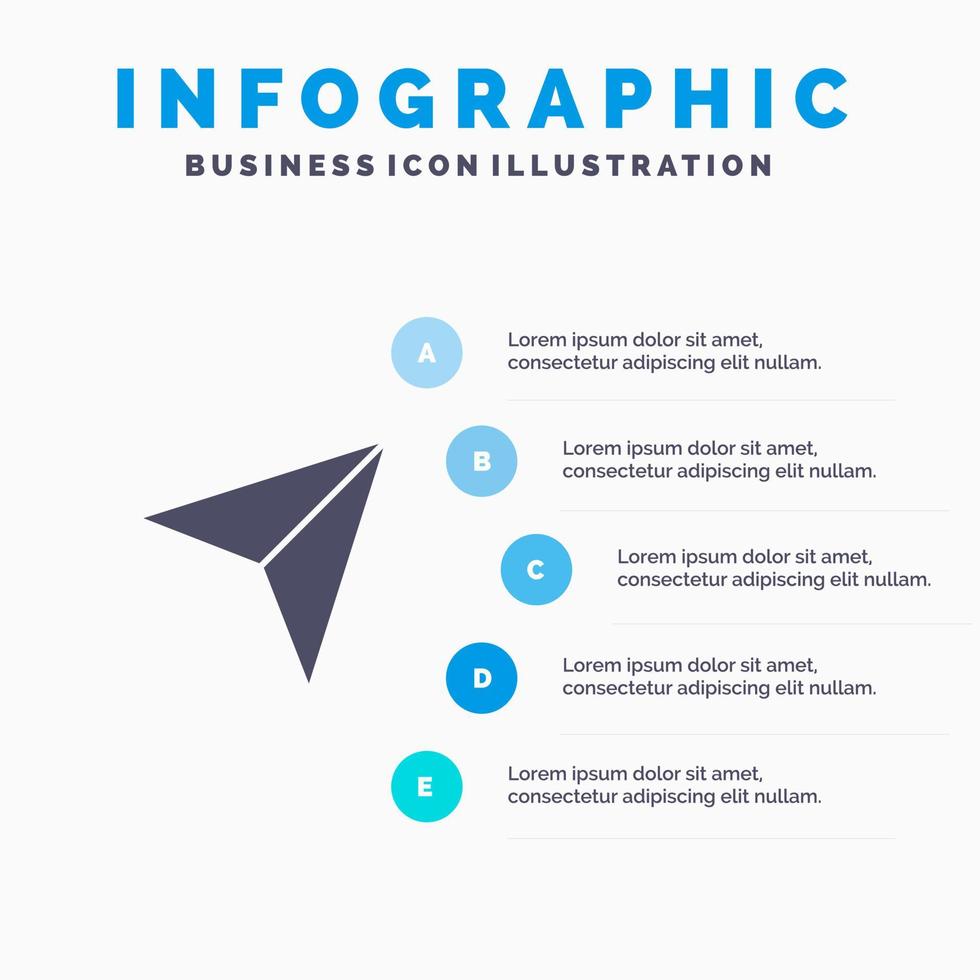 Arrow Pointer Up Next Solid Icon Infographics 5 Steps Presentation Background vector