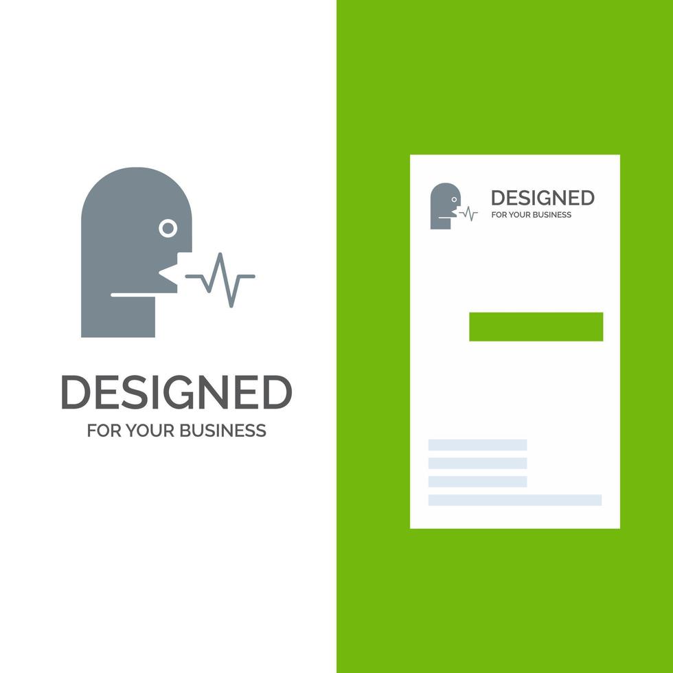 Audio Human Person Speech Talk Grey Logo Design and Business Card Template vector