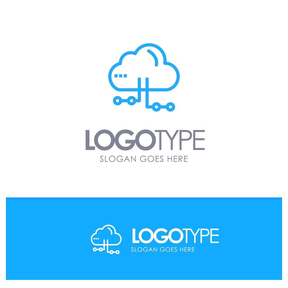 Cloud Share Computing Network Blue Logo Line Style vector