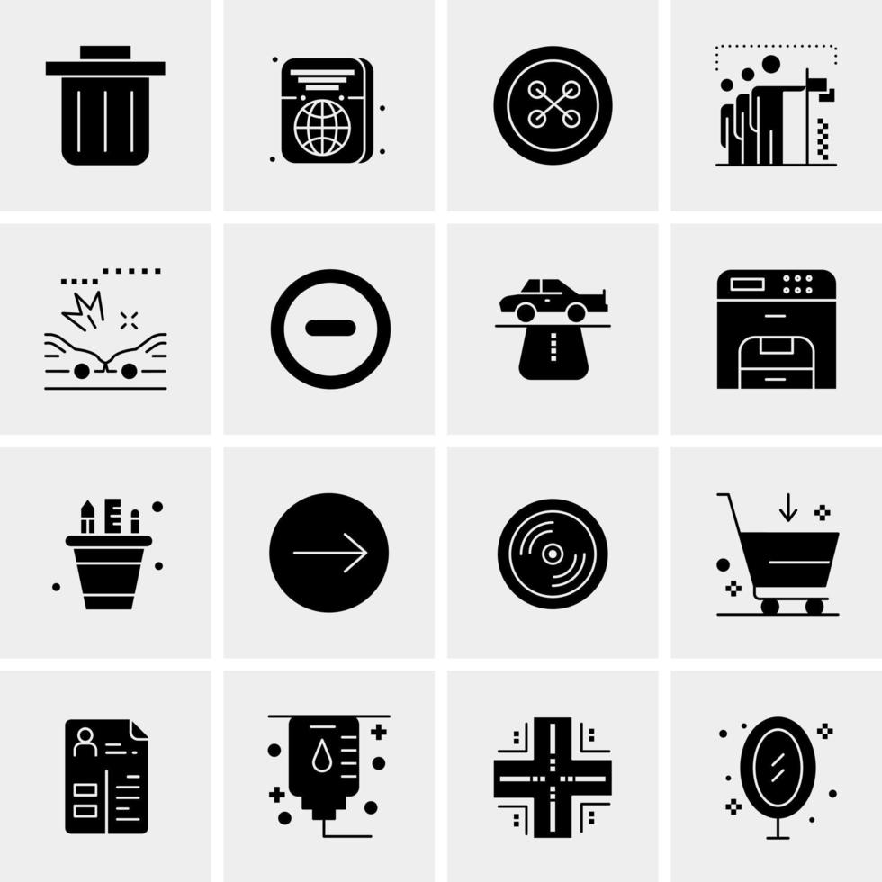 16 iconos de negocios universales vector ilustración de icono creativo para usar en proyectos relacionados con la web y dispositivos móviles