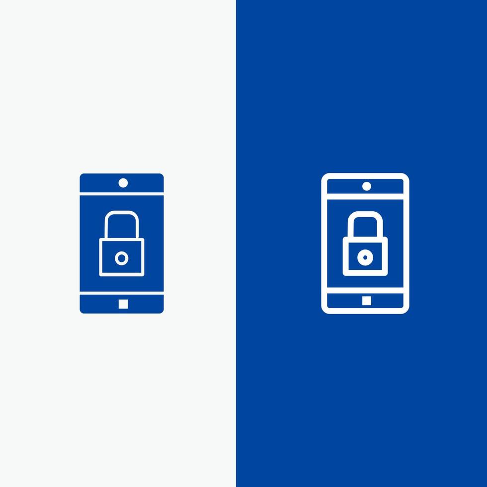 Application Lock Lock Application Mobile Mobile Application Line and Glyph Solid icon Blue banner Line and Glyph Solid icon Blue banner vector