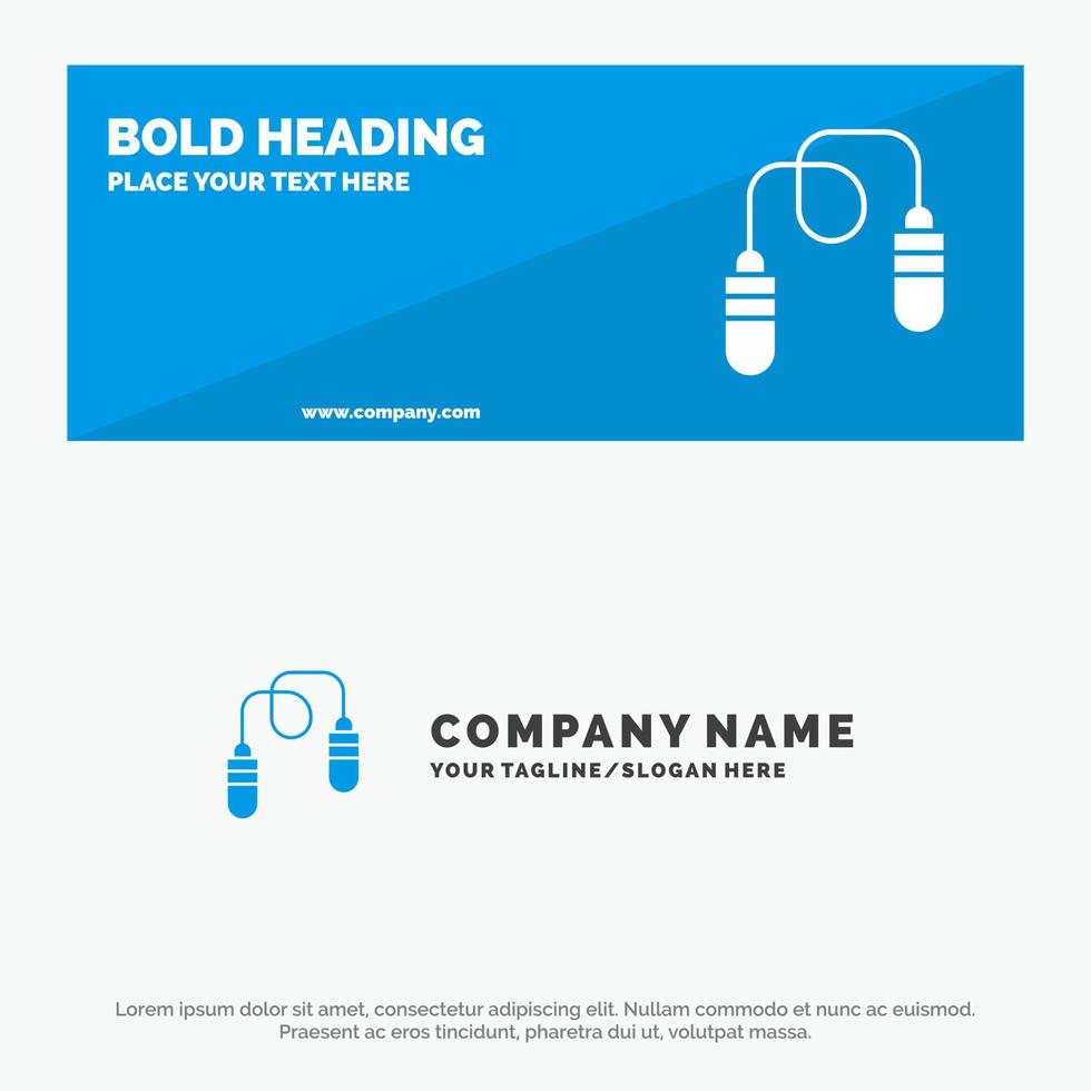 Exercise Fitness Jump Rope Jumping SOlid Icon Website Banner and Business Logo Template vector
