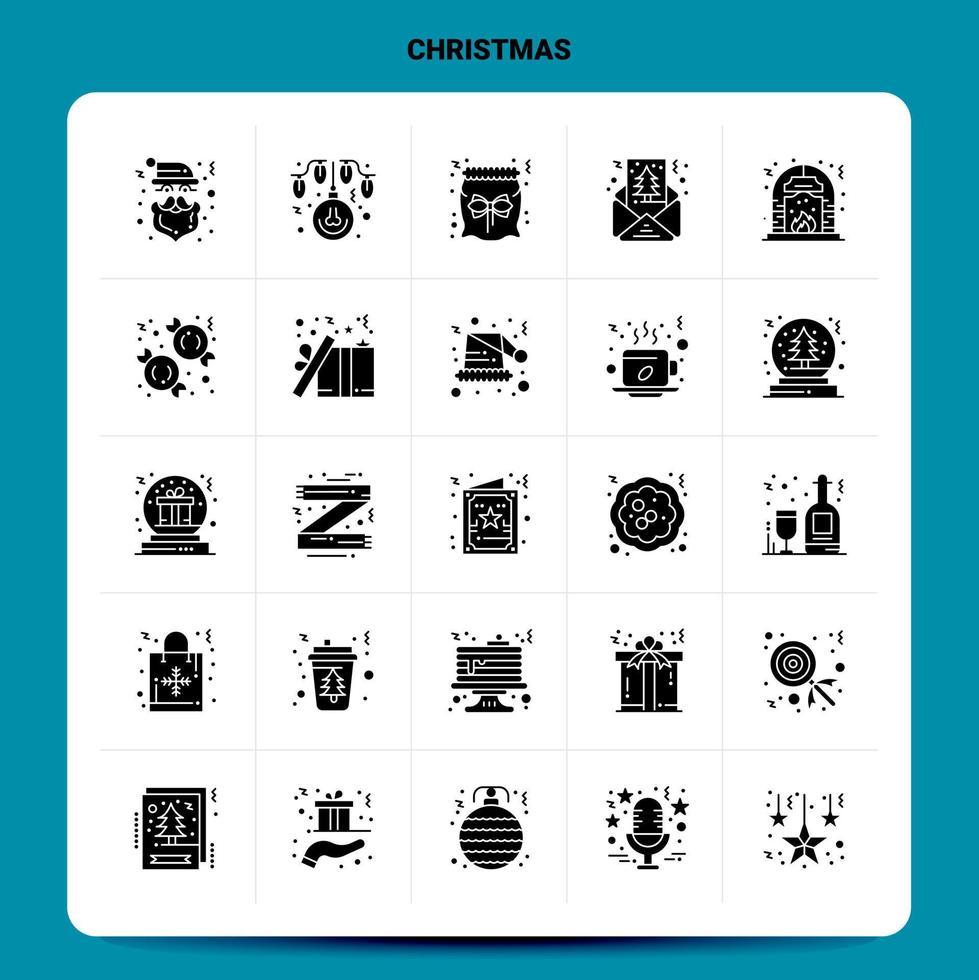 sólido 25 conjunto de iconos de navidad diseño de estilo de glifo vectorial conjunto de iconos negros diseño de ideas de negocios web y móvil ilustración vectorial vector