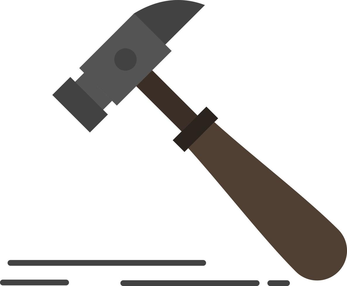 Hammer Construction Tool Strong Carpenter  Flat Color Icon Vector icon banner Template