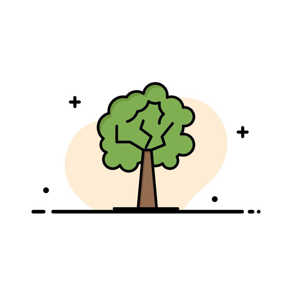 plantilla de banner de vector de icono lleno de línea plana de negocio de crecimiento de planta de árbol