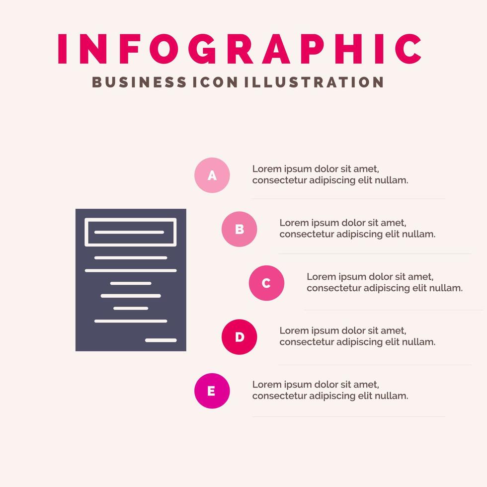 Book Education Study Solid Icon Infographics 5 Steps Presentation Background vector