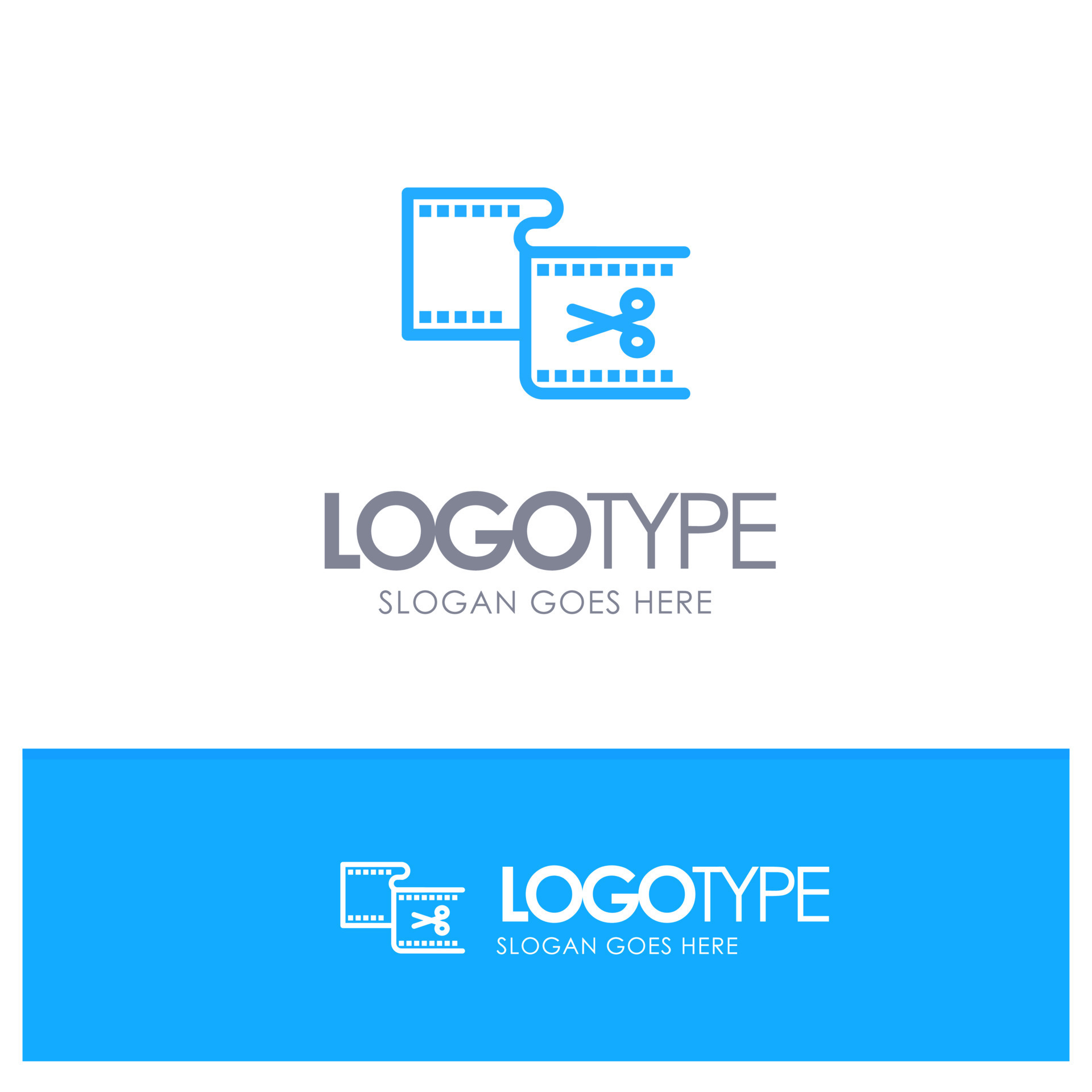 Clip Cut Edit Editing Movie Blue outLine Logo with place for tagline