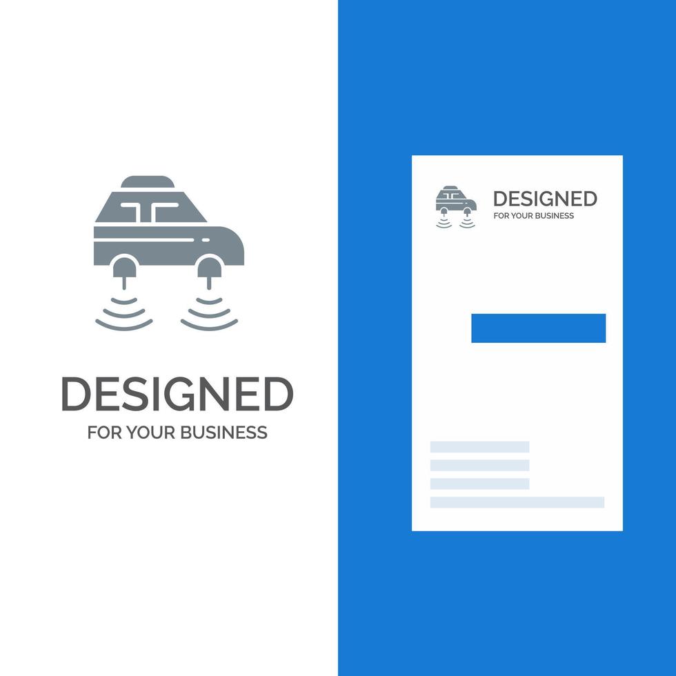 Car Electric Network Smart wifi Grey Logo Design and Business Card Template vector