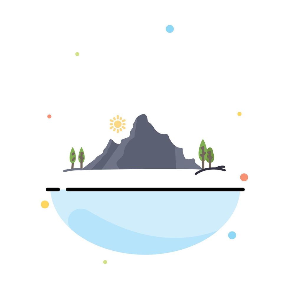mountain landscape hill nature tree Flat Color Icon Vector