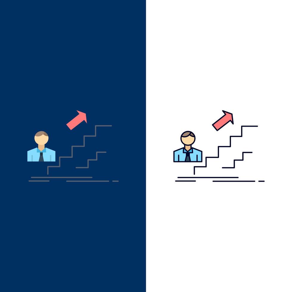 promotion Success development Leader career Flat Color Icon Vector