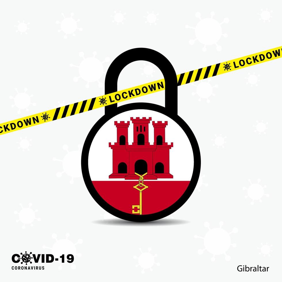 Gibraltar Lock DOwn Lock Coronavirus pandemic awareness Template COVID19 Lock Down Design vector