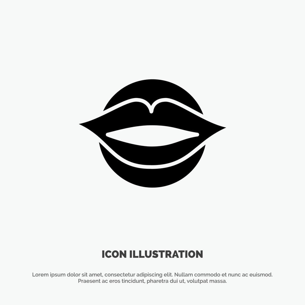 Lips Mouth Valentines Face Beauty solid Glyph Icon vector