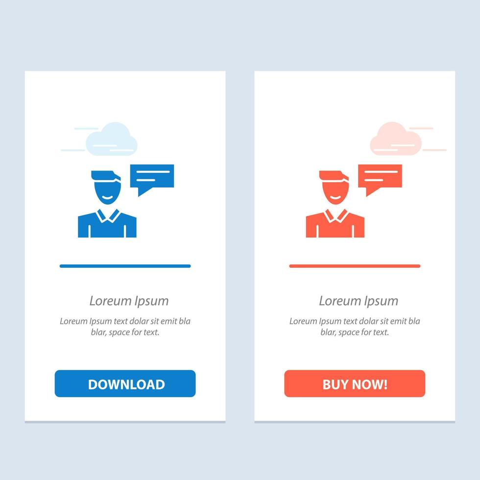 Chat Message Popup Man Conversation  Blue and Red Download and Buy Now web Widget Card Template vector