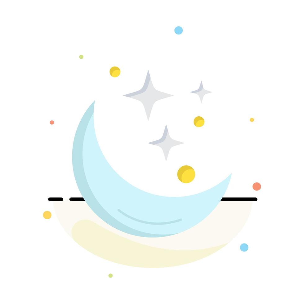 Moon Night star weather space Flat Color Icon Vector