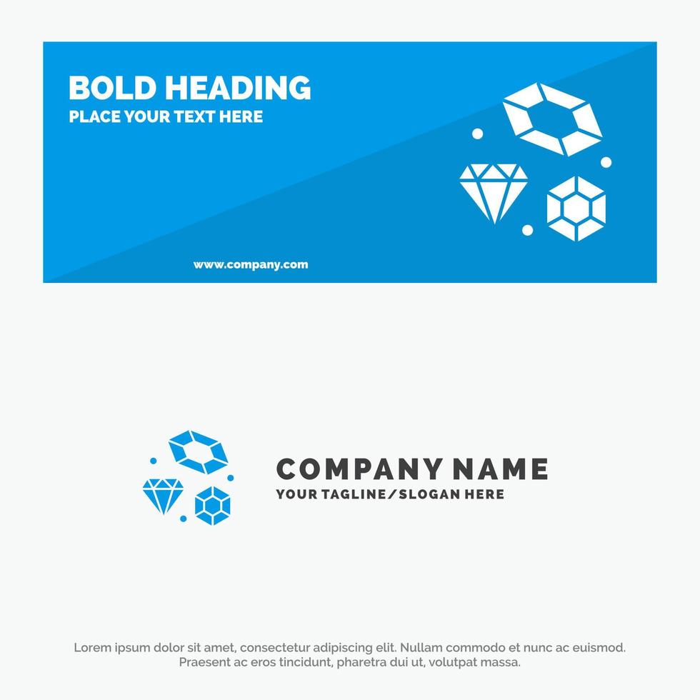 Diamond Love Heart Wedding SOlid Icon Website Banner and Business Logo Template vector
