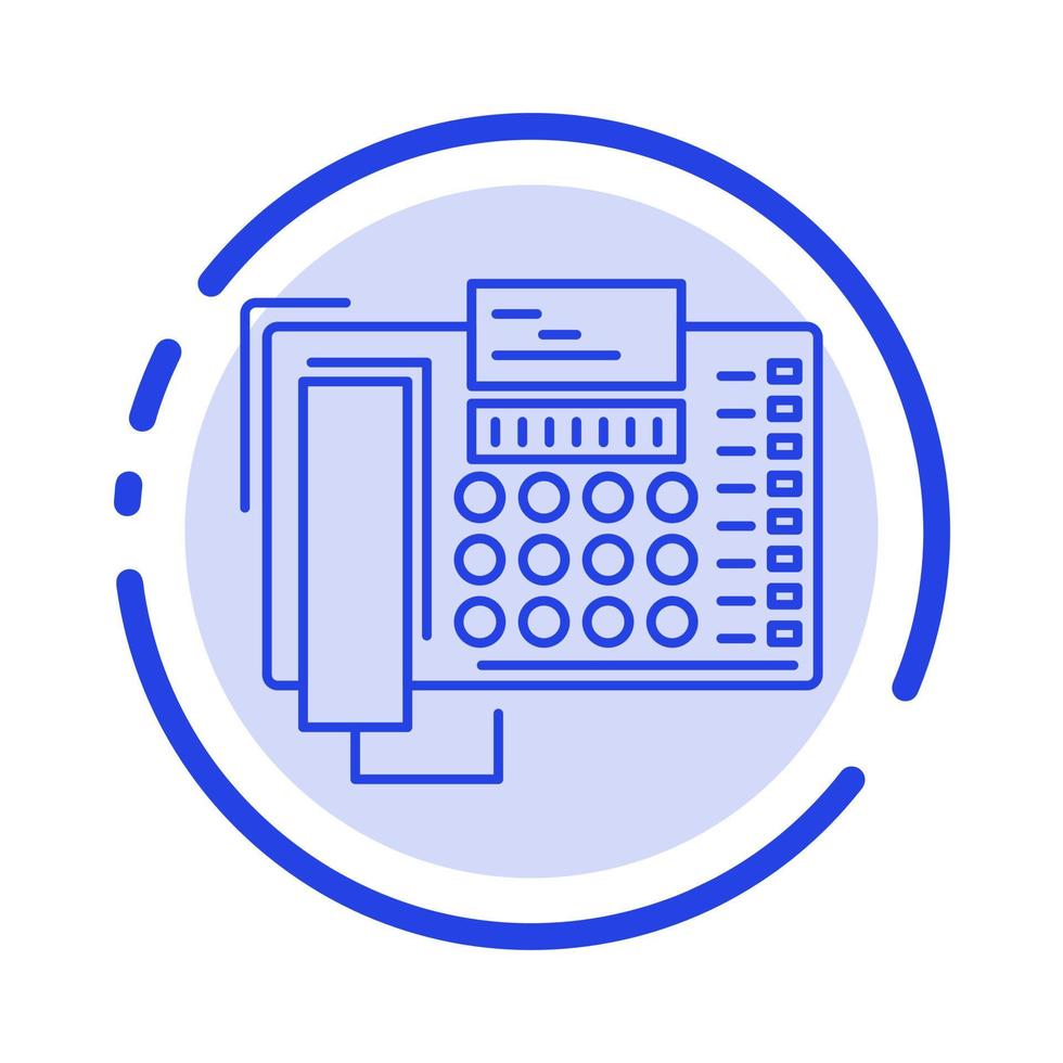 Phone Business Office Call Contact Blue Dotted Line Line Icon vector