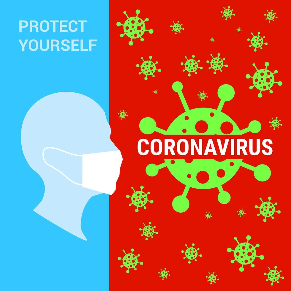Wear mask Protect yourself Coronavirus warning Poster Vector COVID19 Awareness Poster