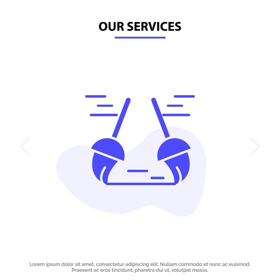 Our Services Broom Clean Cleaning Sweep Solid Glyph Icon Web card Template vector